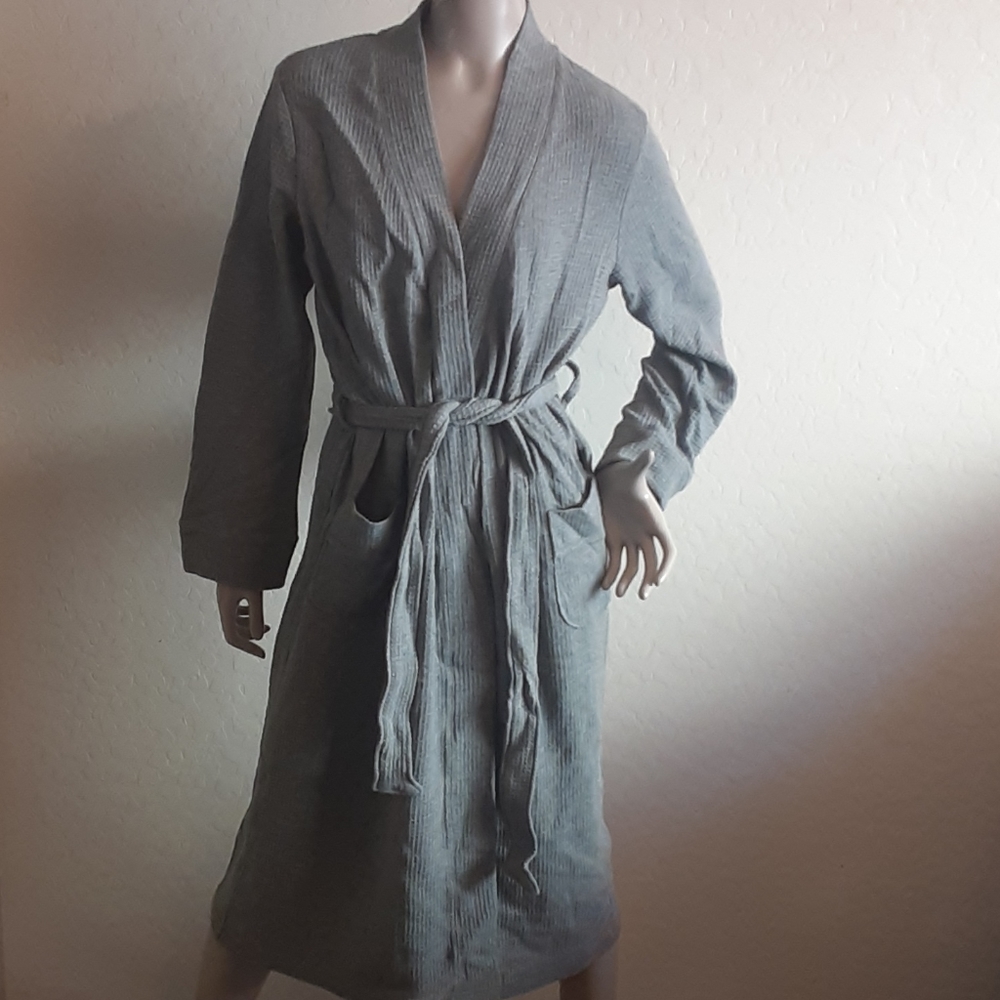 Women's Waffle Knit Robe Gray XS/S BNWT